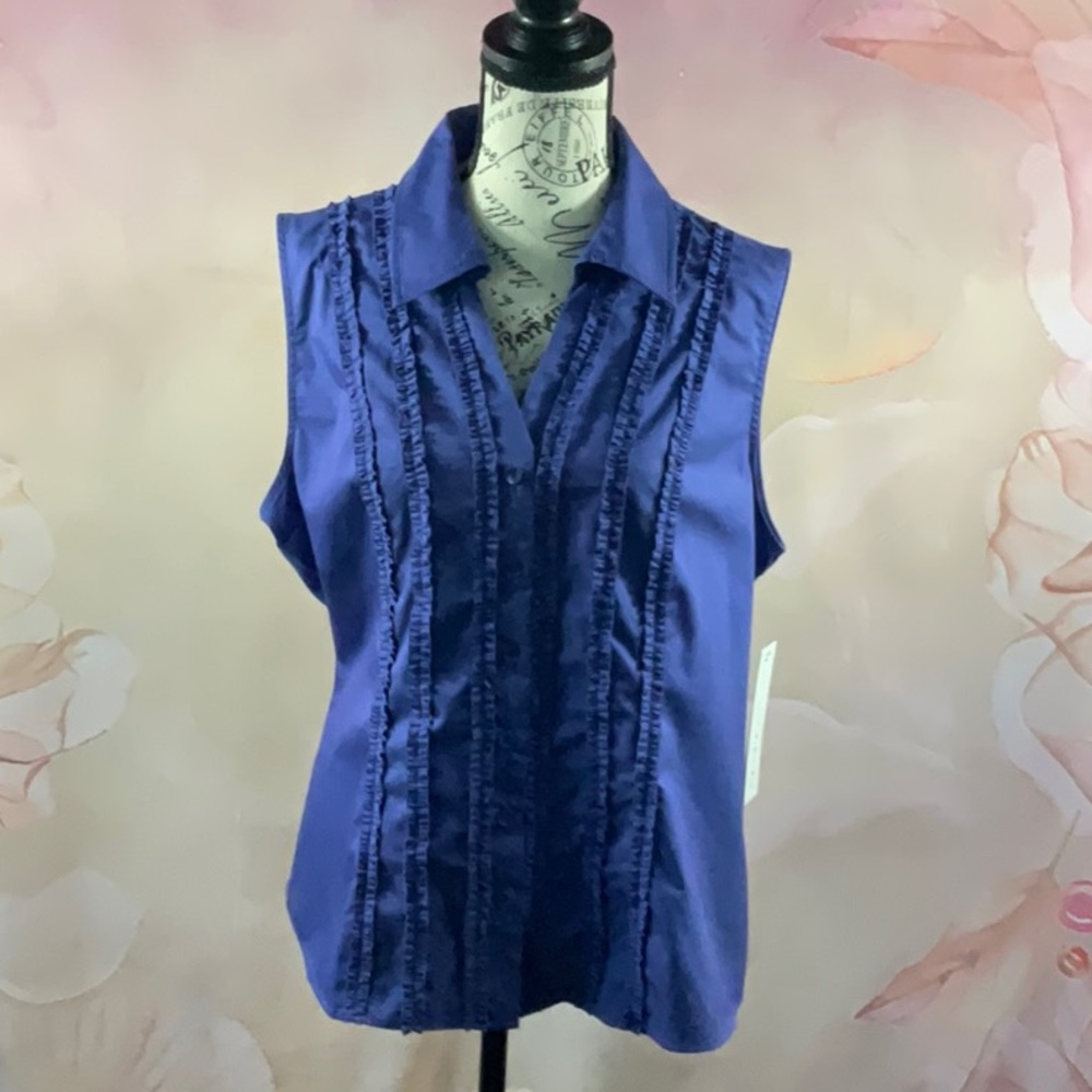 TRIBAL - Royal Blue Sleeveless Blouse - *NWT*